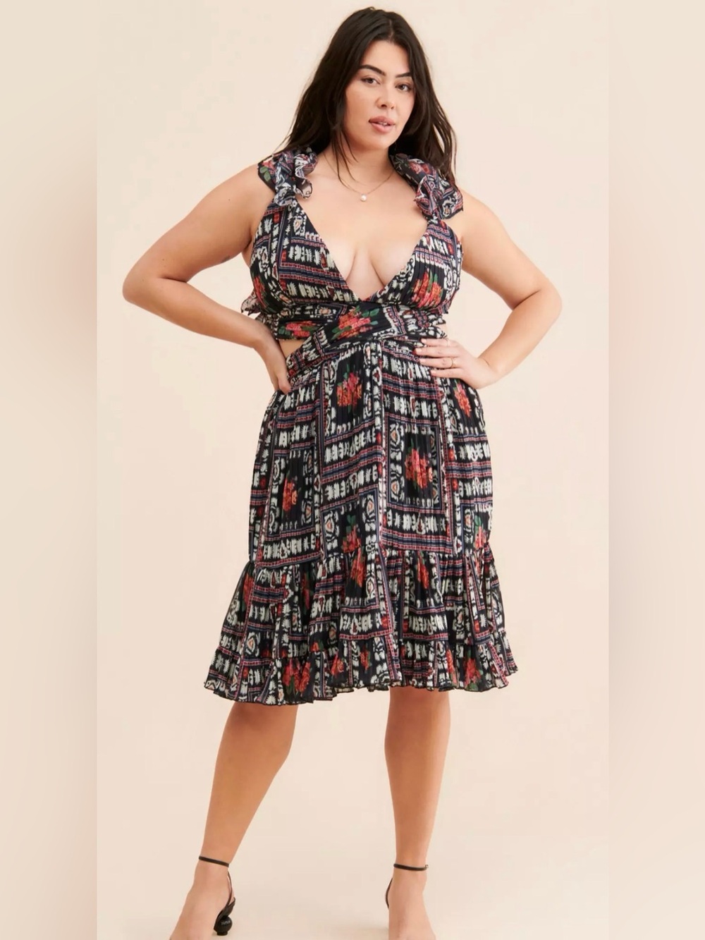 Free People Let Me Be Ruffle Tie Back Dress